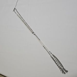 NY Necklace, white pearl / silver chain